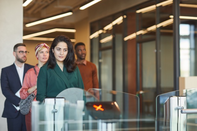 People Entering Automated Gate